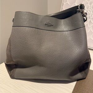 Coach Gray Pebbled Leather Hobo Bag